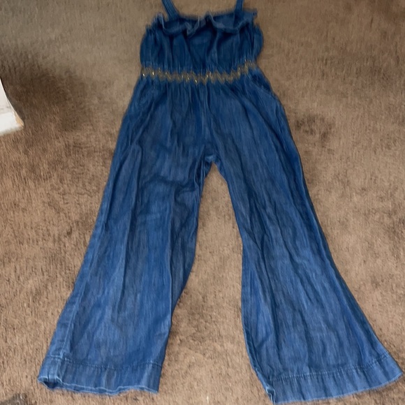 Girls jean overalls with elastic waist 10/12 large - Picture 3 of 5